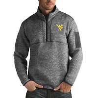 Men's Antigua Charcoal West Virginia Mountaineers Fortune Big & Tall Quarter-Zip Pullover Jacket