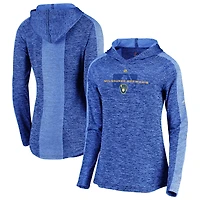 Women's Majestic Heathered Royal Milwaukee Brewers Authentic Collection Ultra-Light Raglan Pullover Hoodie