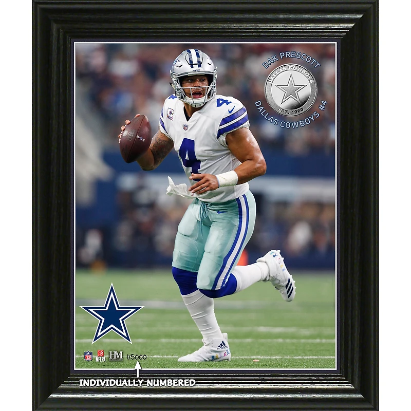 Highland Mint Dallas Cowboys Dak Prescott 10" x 12" Elite Series Player Photo Mint