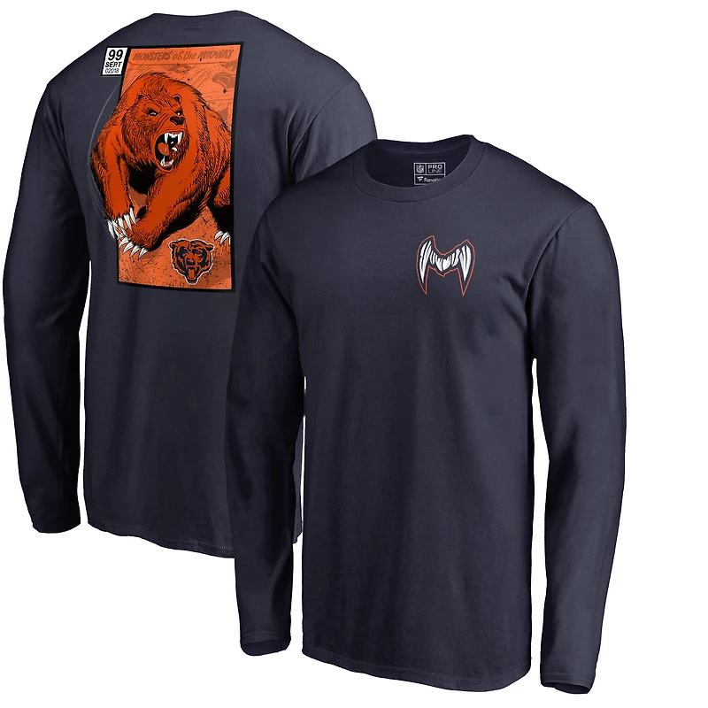 Men's Navy Chicago Bears Midway Monster Long Sleeve T-Shirt