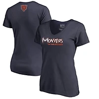 Women's Navy Chicago Bears Monsters V-Neck T-Shirt