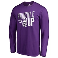 Men's Purple TCU Horned Frogs Knuckle Up Long Sleeve T-Shirt