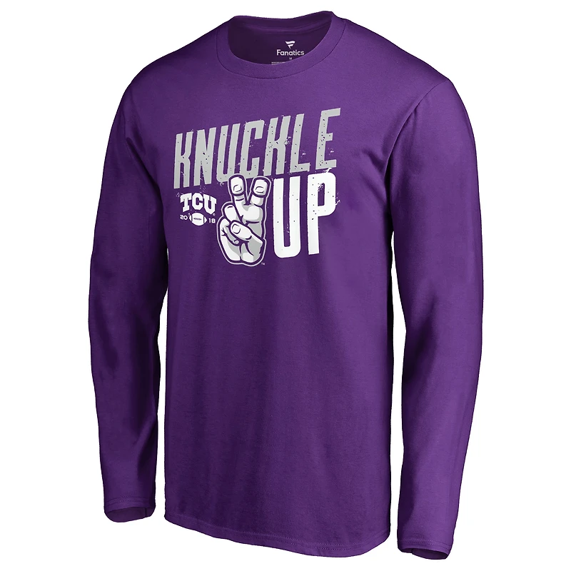 Men's Purple TCU Horned Frogs Knuckle Up Long Sleeve T-Shirt