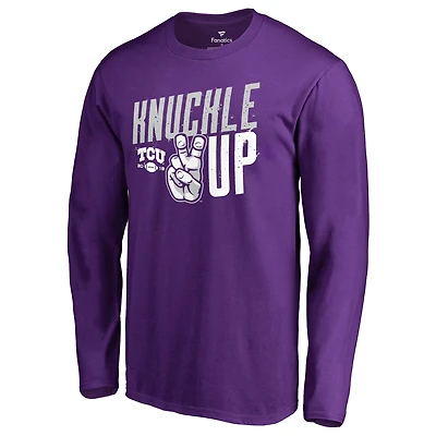 Men's Purple TCU Horned Frogs Knuckle Up Long Sleeve T-Shirt
