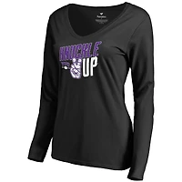 Women's Black TCU Horned Frogs Knuckle Up Long Sleeve V-Neck T-Shirt