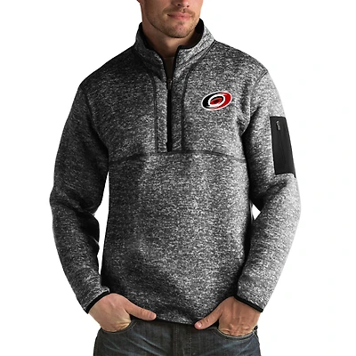 Men's Antigua Heather Black Carolina Hurricanes Fortune Big & Tall Quarter-Zip Pullover Jacket