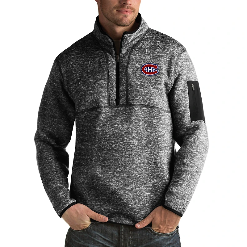 Men's Antigua Heather Montreal Canadiens Fortune Big & Tall Quarter-Zip Pullover Jacket