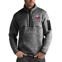 Men's Antigua Heather New York Islanders Fortune Big & Tall Quarter-Zip Pullover Jacket