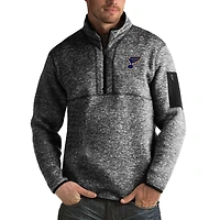 Men's Antigua Heather Black St. Louis Blues Fortune Big & Tall Quarter-Zip Pullover Jacket