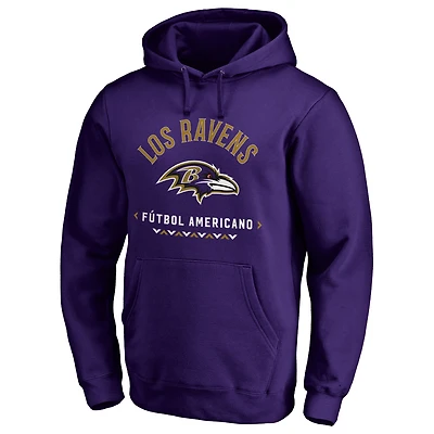 Men's Purple Baltimore Ravens Futbol Americano Pullover Hoodie