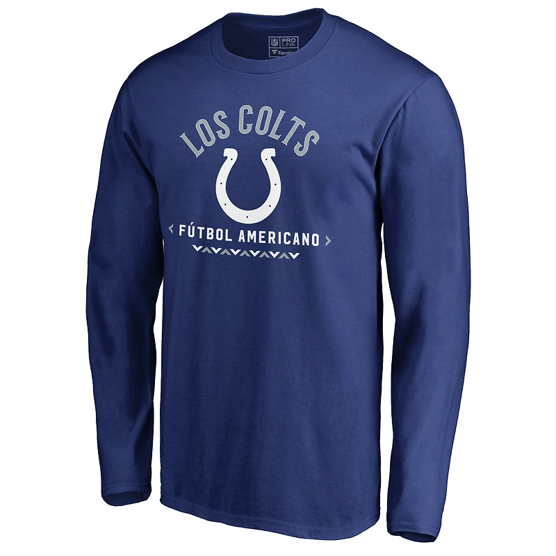 Men's Royal Indianapolis Colts Futbol Americano Long Sleeve T-Shirt