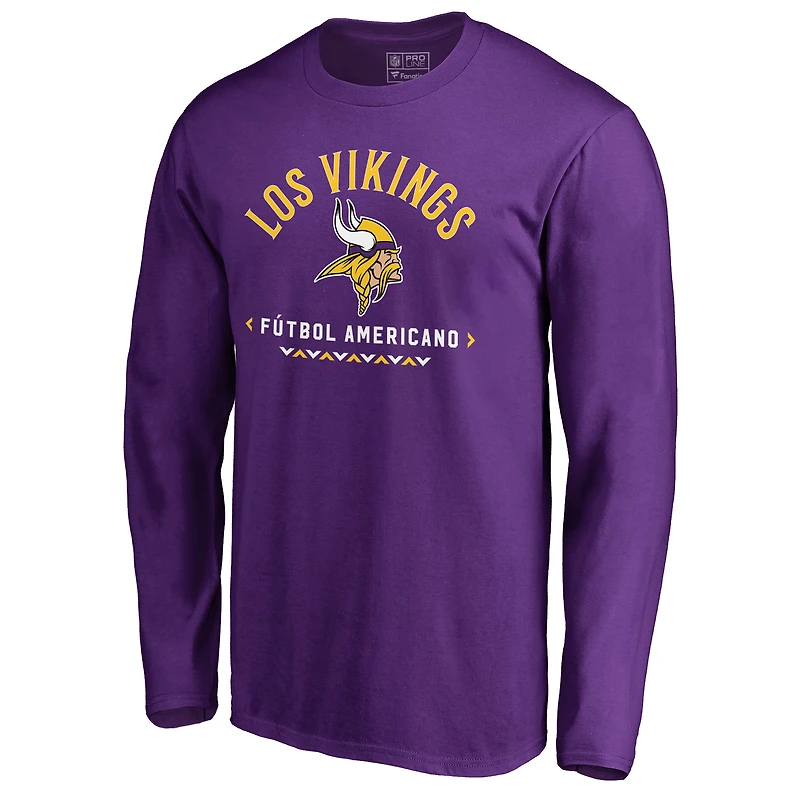 Men's Purple Minnesota Vikings Futbol Americano Long Sleeve T-Shirt