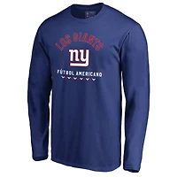 Men's Royal New York Giants Futbol Americano Long Sleeve T-Shirt
