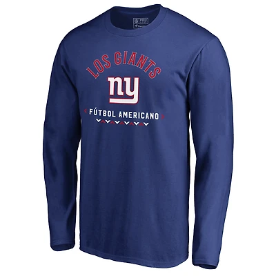 Men's Royal New York Giants Futbol Americano Long Sleeve T-Shirt