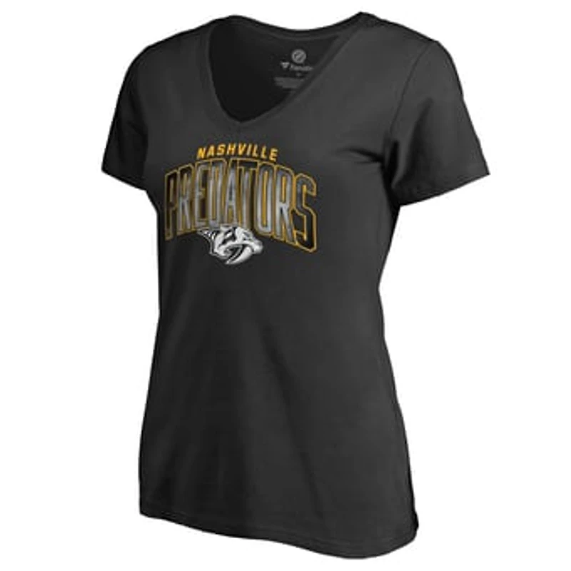 Women's Black Nashville Predators Arch Smoke V-Neck T-Shirt
