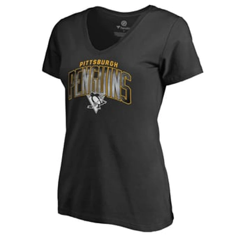 Women's Black Pittsburgh Penguins Arch Smoke V-Neck T-Shirt