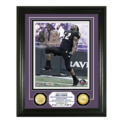 Highland Mint Ray Lewis Baltimore Ravens 2018 Pro Football Hall of Fame Induction Day 13" x 16" Bronze Coin Photo Mint