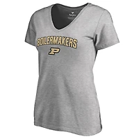 Women's Heathered Gray Purdue Boilermakers Proud Mascot V-Neck T-Shirt