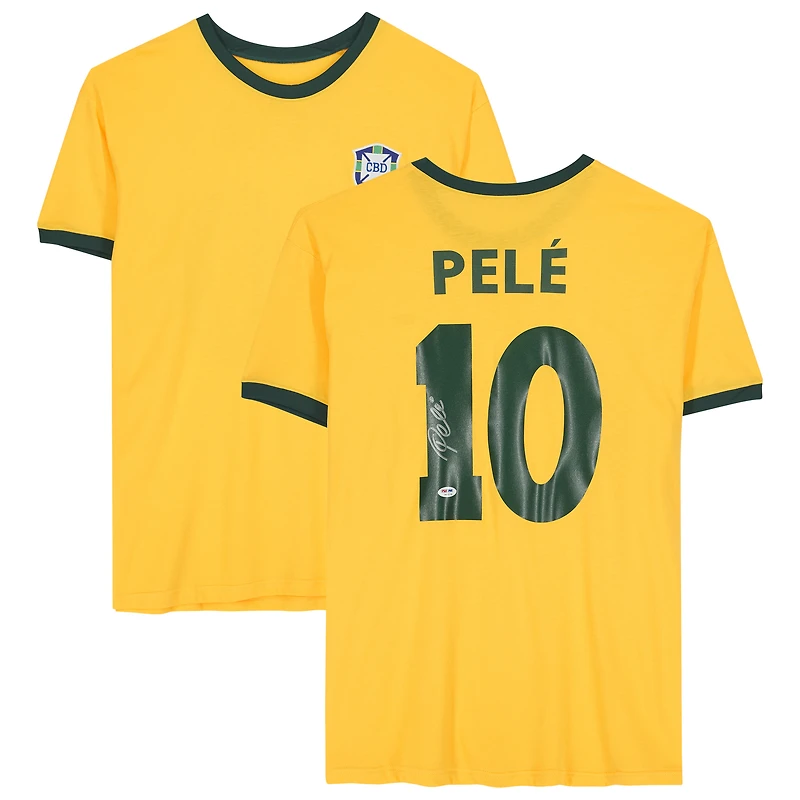 Pele Brazil National Team Autographed Yellow Jersey