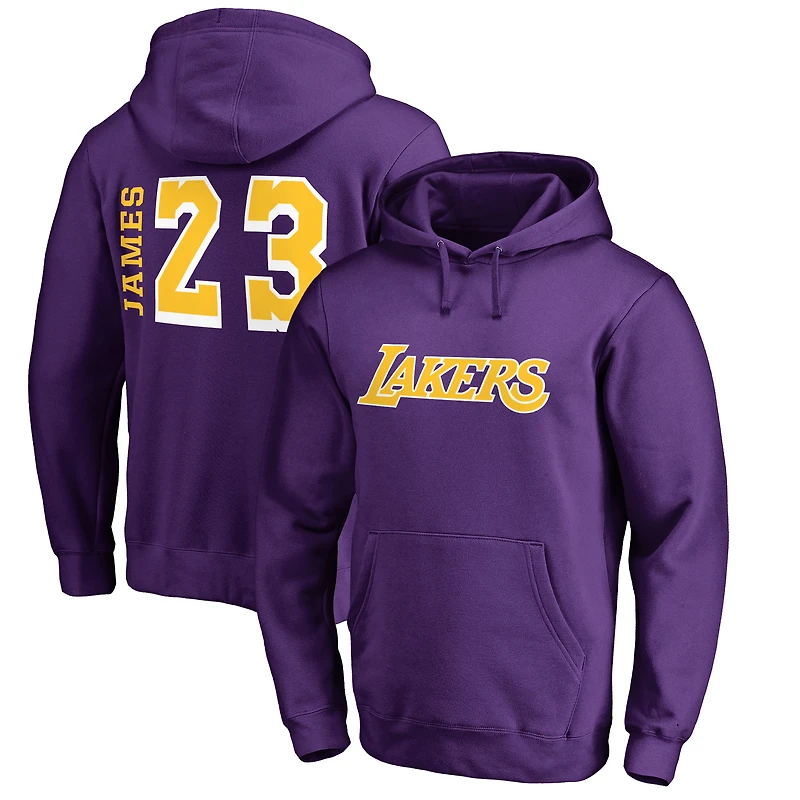 Men's LeBron James Purple Los Angeles Lakers Sidesweep Name & Number Pullover Hoodie