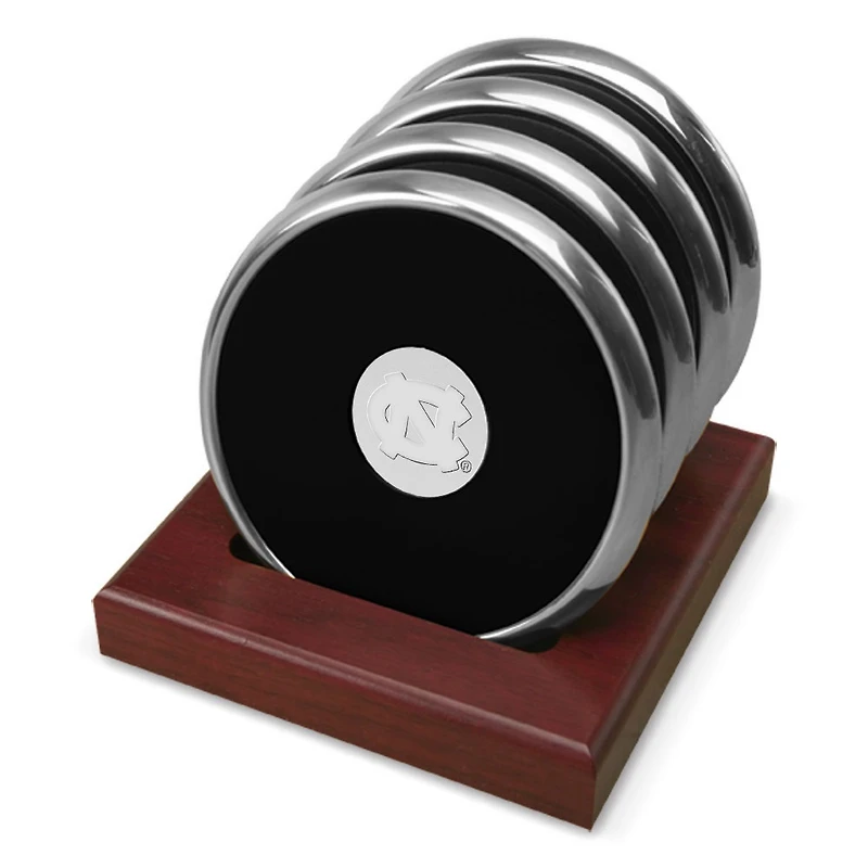 Silver North Carolina Tar Heels 4-Pack Coaster Set