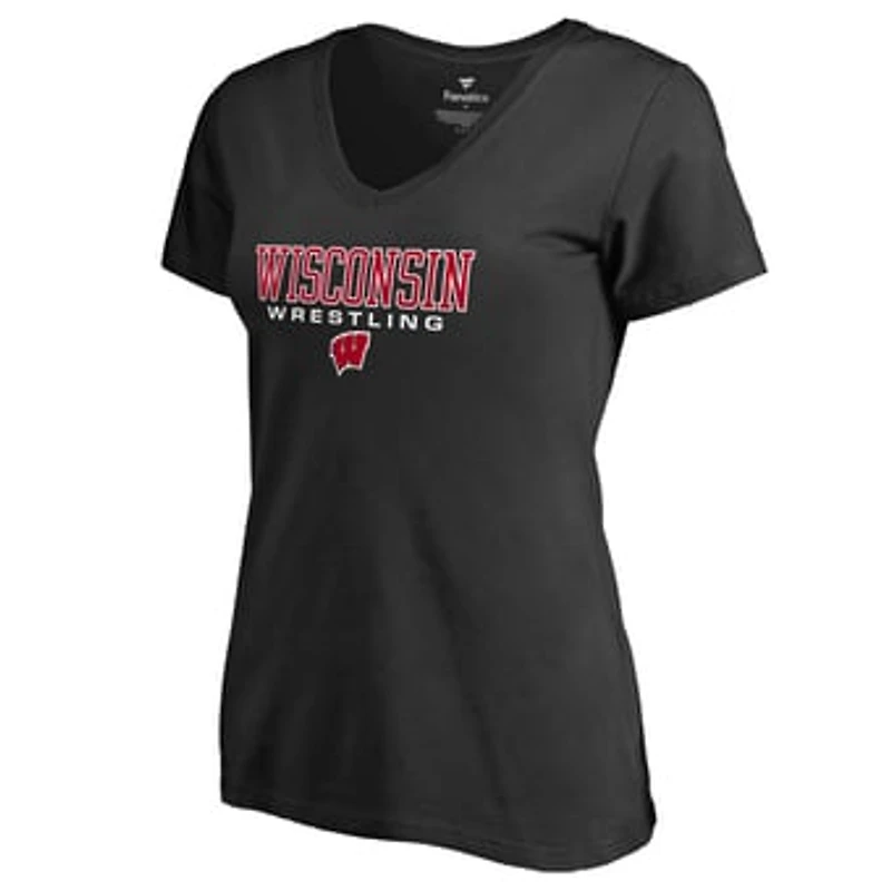 Women's Black Wisconsin Badgers Team Unity Wrestling V-Neck T-Shirt