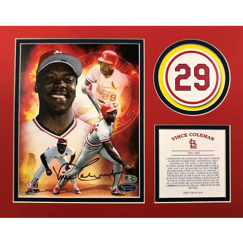 St. Louis Cardinals Autographed Vince Coleman HOF Matte