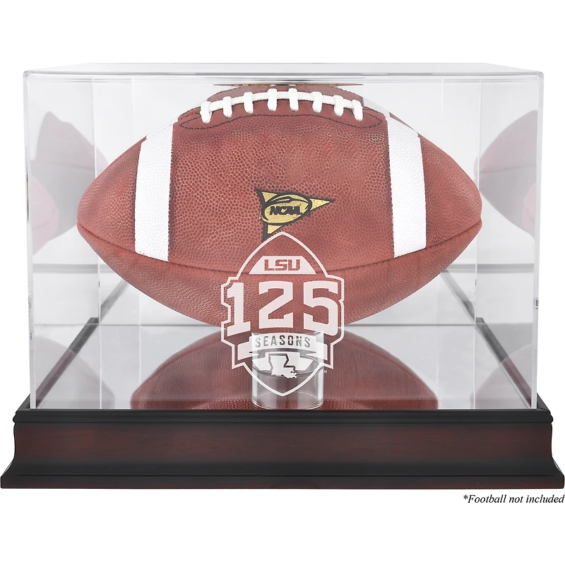 LSU Tigers Mahogany 125 Years of Football Anniversary Logo Football Display Case with Mirror Back