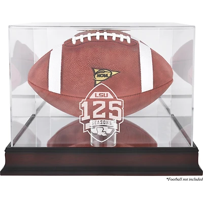 LSU Tigers Mahogany 125 Years of Football Anniversary Logo Football Display Case with Mirror Back