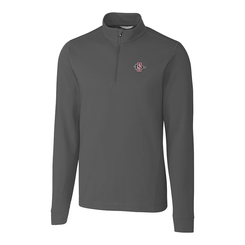 Men's Cutter & Buck Gray San Diego State Aztecs Big & Tall Advantage Quarter-Zip Mock Neck Sweater