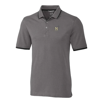 Men's Cutter & Buck Gray Navy Midshipmen Big & Tall Advantage Tipped Polo