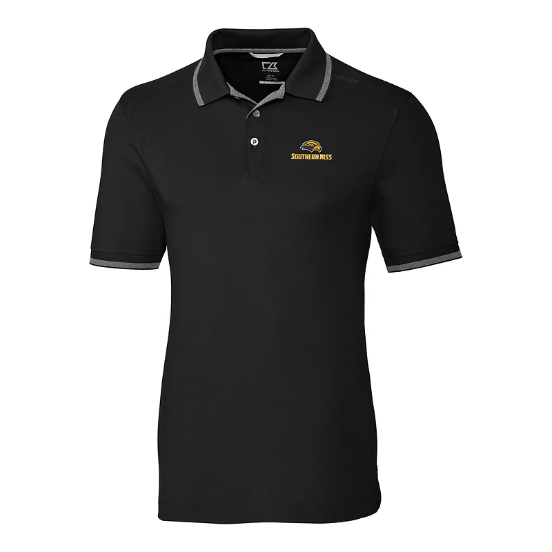 Men's Cutter & Buck Black Southern Mississippi Golden Eagles Big & Tall Advantage Tipped Polo