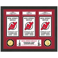 Highland Mint New Jersey Devils 12" x 15" 3-Time Stanley Cup Champions Banner Collection Photo Mint