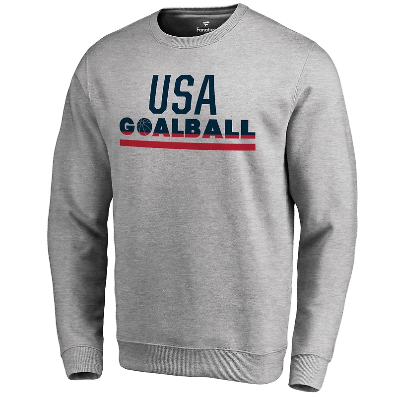 Men's Heathered Gray USA Goalball Team Base Pullover Sweatshirt