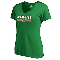 Women's Green Charlotte 49ers Team Strong V-Neck T-Shirt