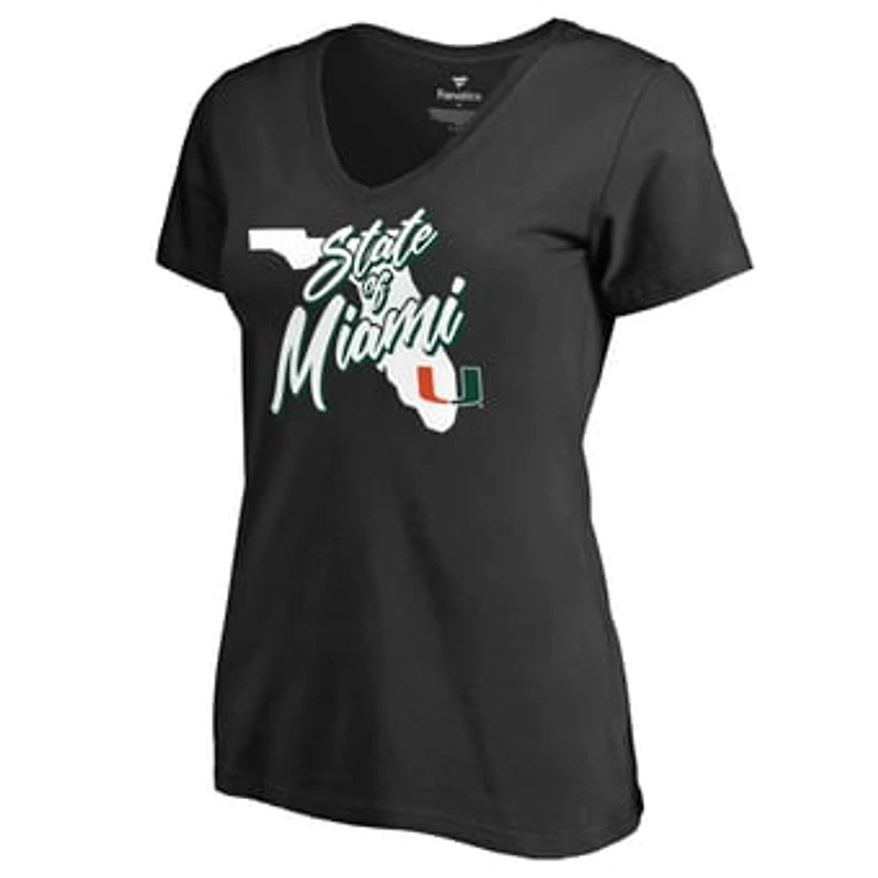 Women's Black Miami Hurricanes State of Miami V-Neck T-Shirt