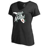 Women's Black Miami Hurricanes State of Miami V-Neck T-Shirt
