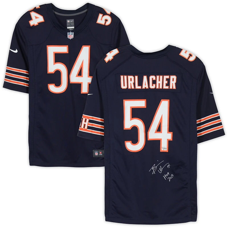 Brian Urlacher Chicago Bears Autographed Nike Navy Game Jersey with "HOF 2018" Inscription