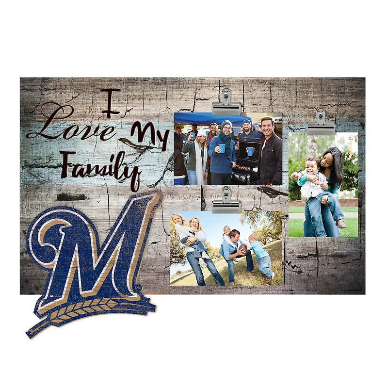 Milwaukee Brewers 11" x 19" I Love My Family Clip Photo Frame