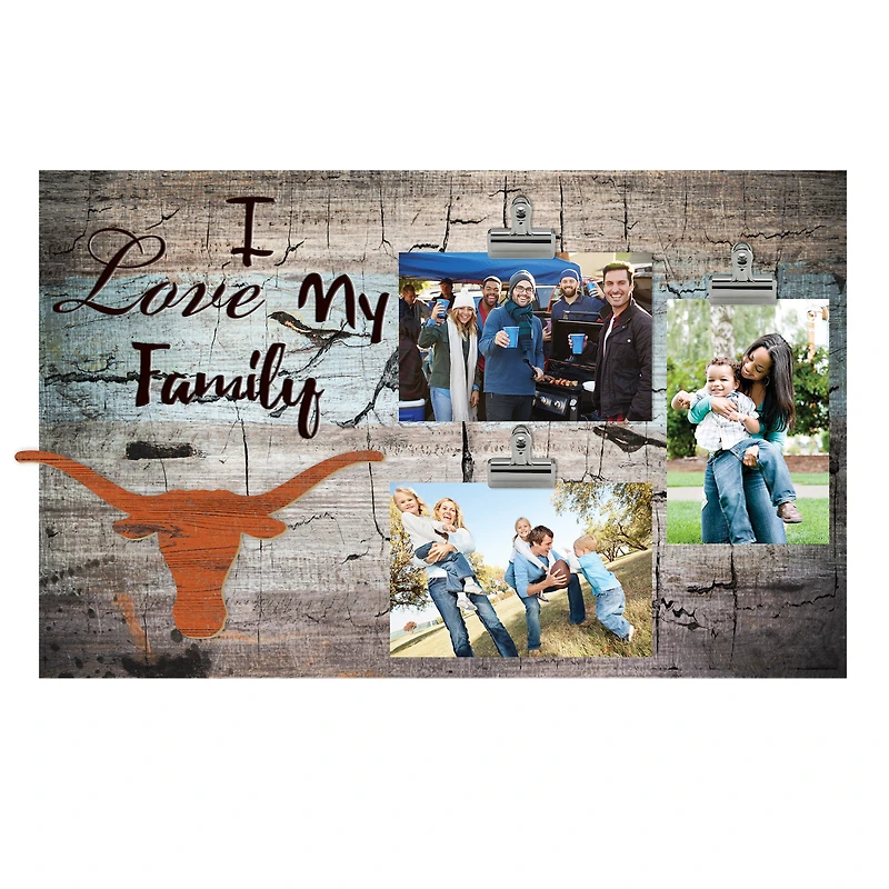 Texas Longhorns 11" x 19" I Love My Family Clip Photo Frame