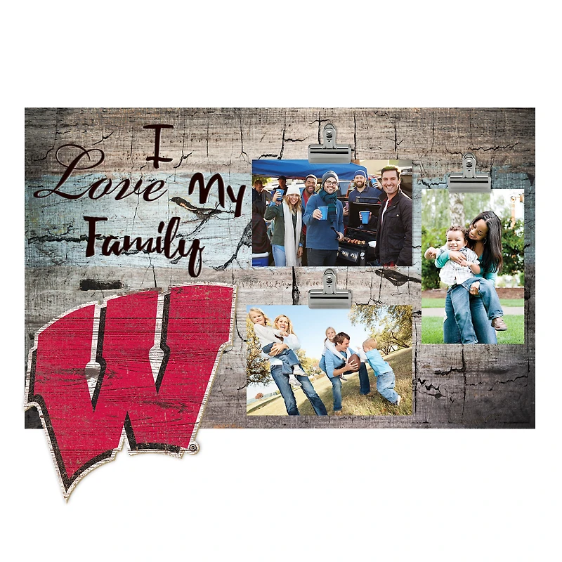 Wisconsin Badgers 11" x 19" I Love My Family Clip Photo Frame