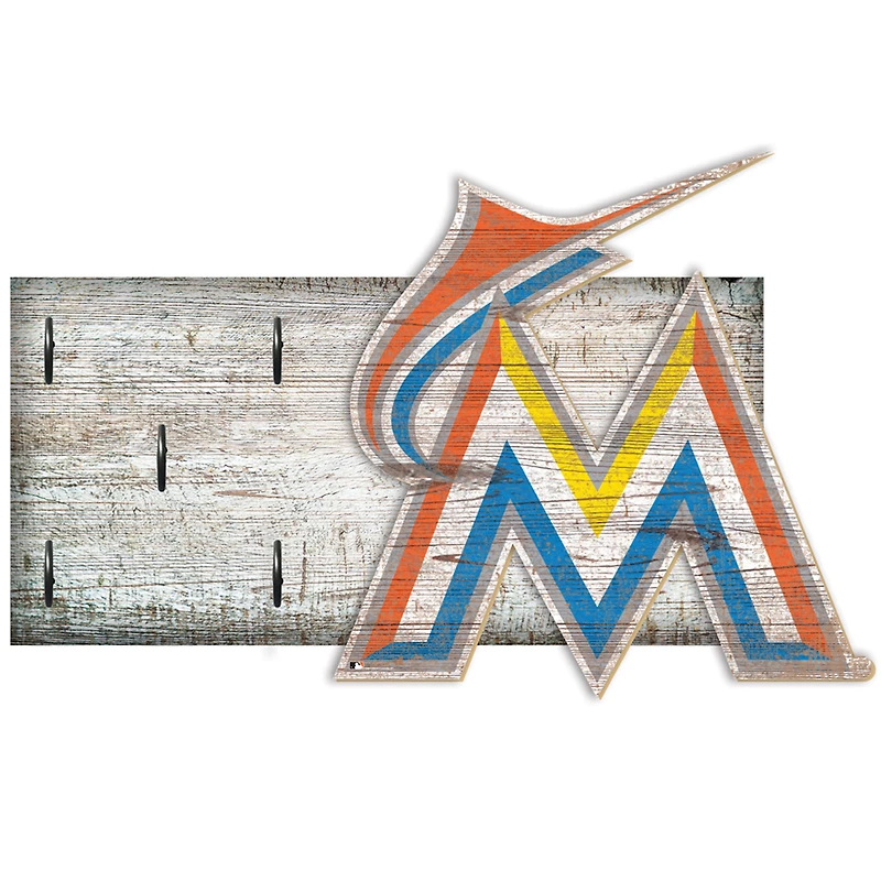 Miami Marlins 6" x 12" Mounted Key Holder