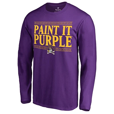 Men's Purple ECU Pirates Paint It Purple Long Sleeve T-Shirt