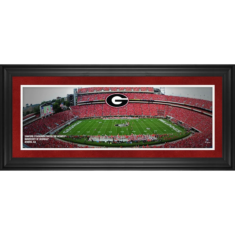 Georgia Bulldogs Framed 10" x 30" Sanford Stadium Between the Hedges Panoramic Photograph