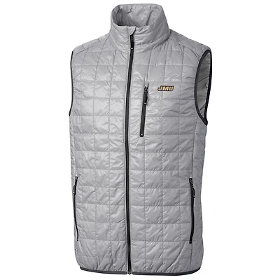 Men's Cutter & Buck Gray James Madison Dukes Big & Tall Full-Zip Collegiate Rainier Vest