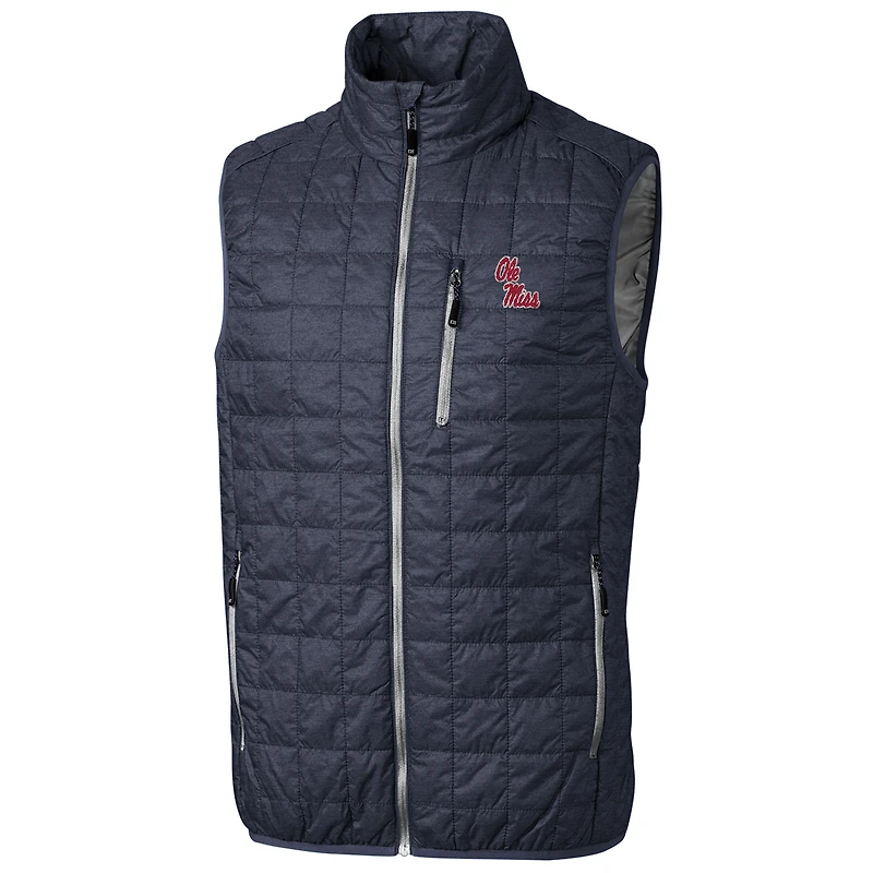 Men's Cutter & Buck Anthracite Ole Miss Rebels Big & Tall Full-Zip Collegiate Rainier Vest