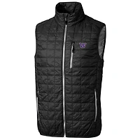 Men's Cutter & Buck Black Washington Huskies Big & Tall Full-Zip Collegiate Rainier Vest