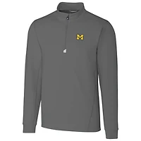Men's Cutter & Buck Gray Michigan Wolverines Collegiate Big & Tall Traverse Half-Zip Jacket