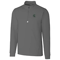 Men's Cutter & Buck Gray Michigan State Spartans Collegiate Big & Tall Traverse Half-Zip Jacket