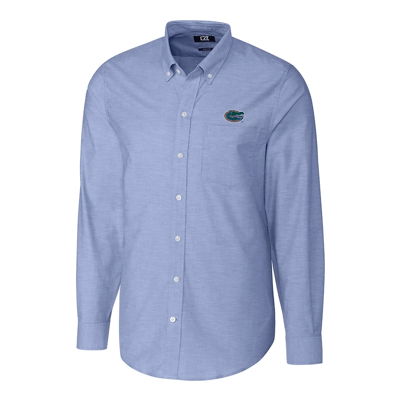Men's Cutter & Buck Blue Florida Gators Stretch Oxford Big & Tall Long Sleeve Button-Down Shirt